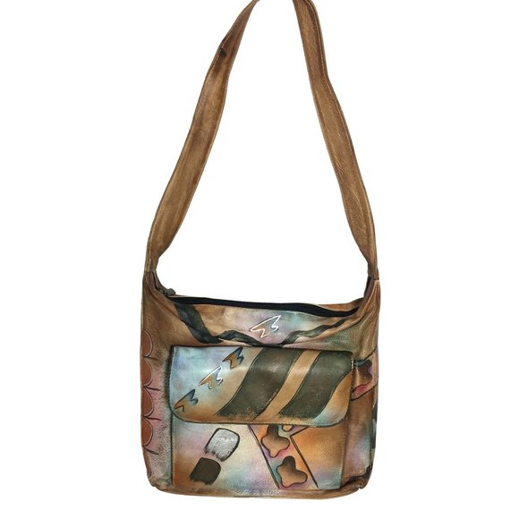 Anuschka NEVER USED Handpainted Leather Shoulder Bag Southwest - Picture 2 of 12